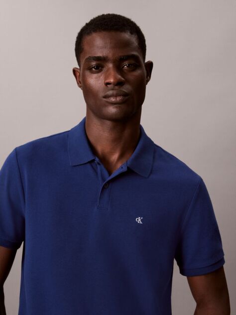 Μπλε Polo T-Shirt Από Βαμβάκι Πικέ  Άνδρας