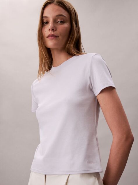 White Short Sleeve Supima Crewneck T-Shirt  Women