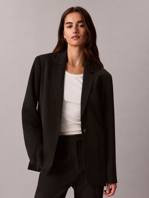 Black Soft Twill Classic Blazer  Women