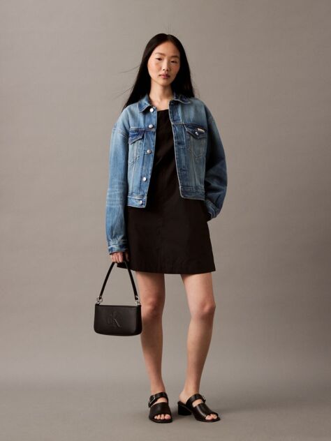 Black Sleeveless Cotton Poplin Mini Dress  Women