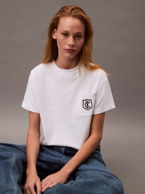 Λευκό Cropped T-shirt Με Λογότυπο  Γυναίκα