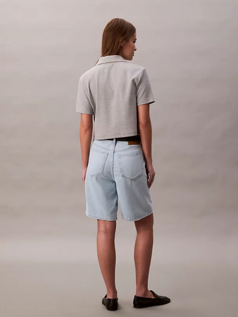 Denim Relaxed Linen Blend Bermuda Shorts  Women