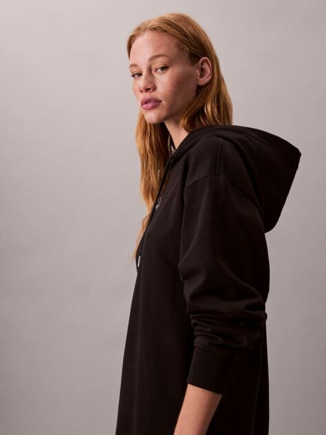 Black Monogram Hooded Sweatshirt Dress  Women