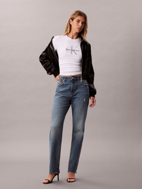Denim High Rise Straight Jeans  Women