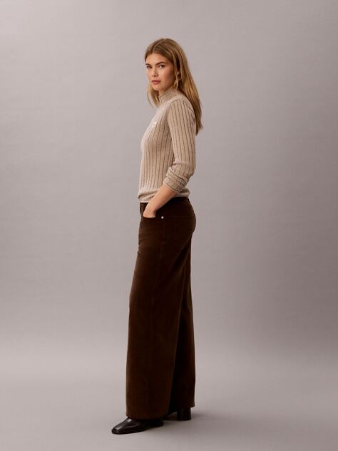 Brown Corduroy Wide Leg Trousers  Women