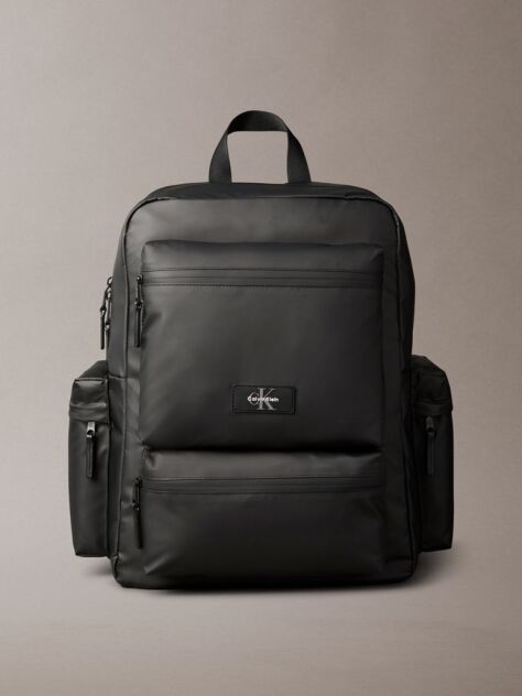Black Utility Pocket Backpack  Men