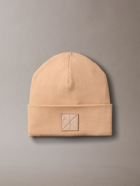 Brown Emblem Logo Beanie  Men