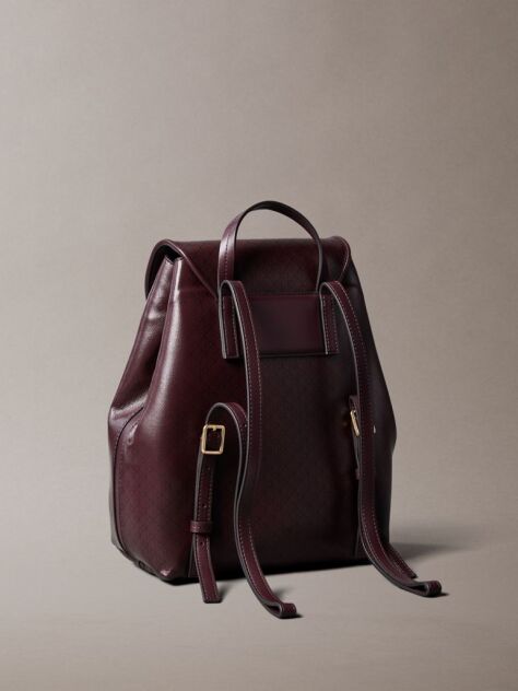 Red Allover Monogram Logo Backpack  Women