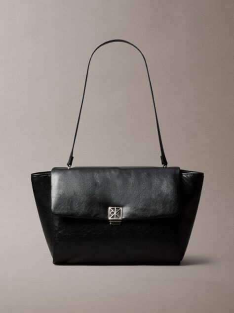 Μαύρο Επενδεδυμένη Τσάντα Laptop Satchel Με Μεταλλικό Emblem  Γυναίκα