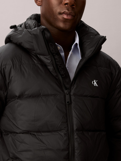Black Hooded Down Puffer Jacket  Men