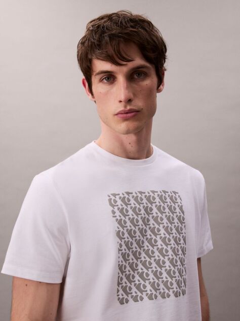 Λευκό T-Shirt Με Μονόγραμμα  Άνδρας