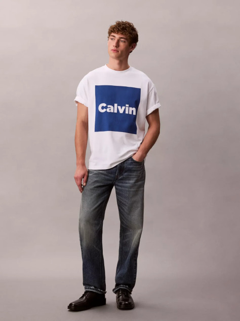Λευκό Άνετο T-Shirt Με Λογότυπο  Άνδρας