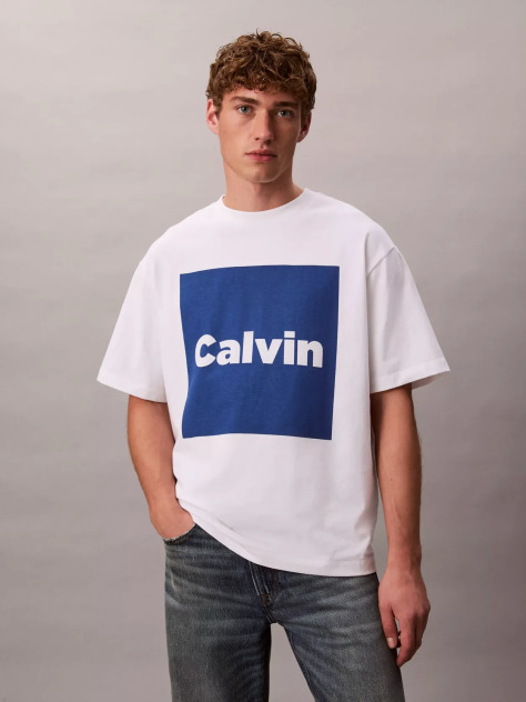 Λευκό Άνετο T-Shirt Με Λογότυπο  Άνδρας