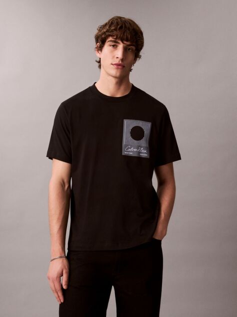 Μαύρο T-shirt Με Γραφικό Calvin Klein Τύπωμα  Άνδρας