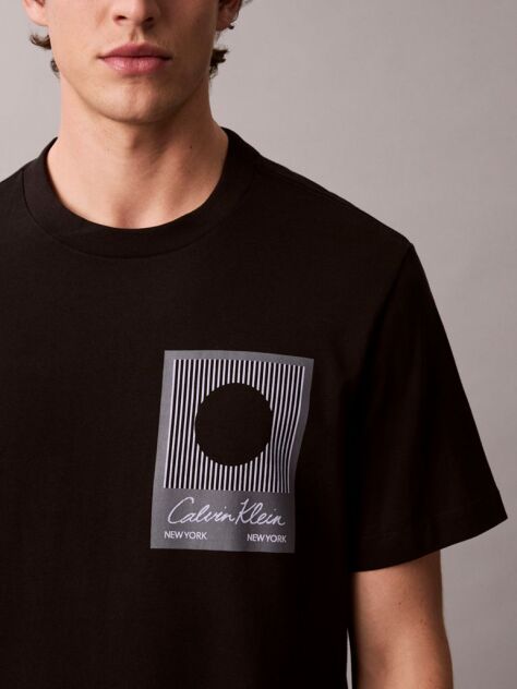 Μαύρο T-shirt Με Γραφικό Calvin Klein Τύπωμα  Άνδρας