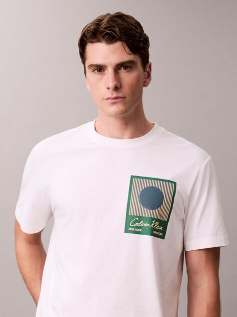 Λευκό T-shirt Με Γραφικό Calvin Klein Τύπωμα  Άνδρας