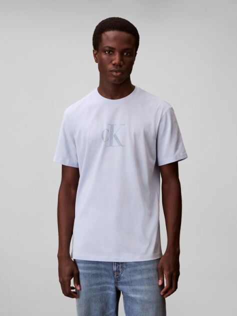 Μπλε Κοντομάνικο T-shirt Με Distressed Monogram Graphic  Άνδρας