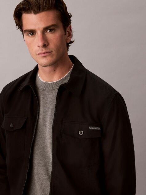 Black Flannel Shirt Jacket  Men
