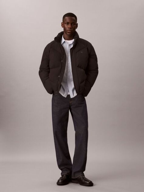 Black Relaxed Quilted Down Puffer Jacket  Men
