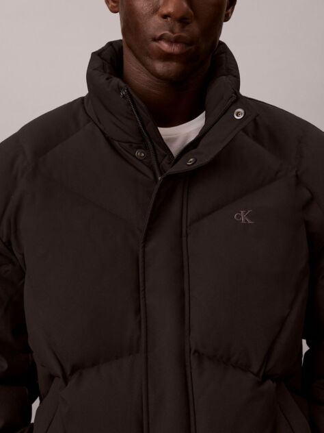 Black Relaxed Quilted Down Puffer Jacket  Men
