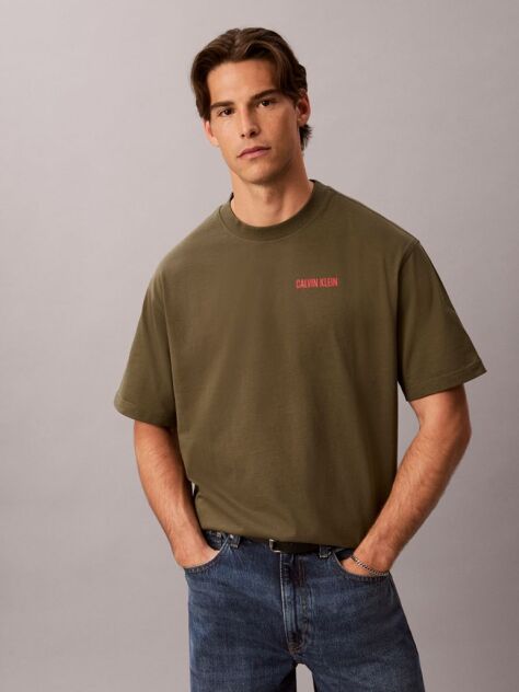 Πράσινο T-shirt Σε Χαλαρή Γραμμή Με Graphic Σχέδιο "Calvins Or Nothing"  Άνδρας