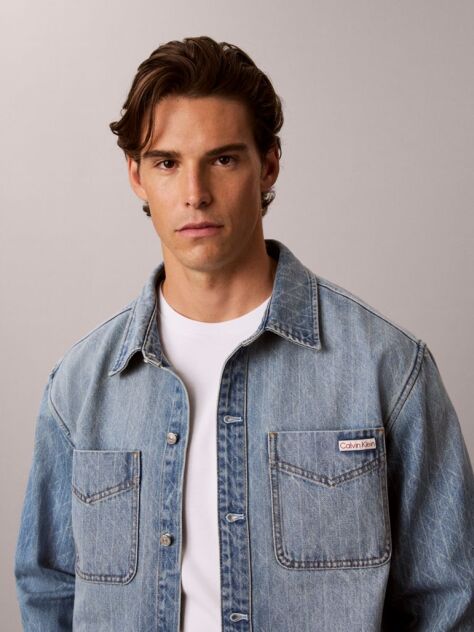 Denim 90s Relaxed Logo Denim Overshirt  Men