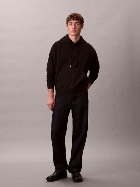 Μαύρο Hoodie Από Premium Terry Ύφασμα  Άνδρας