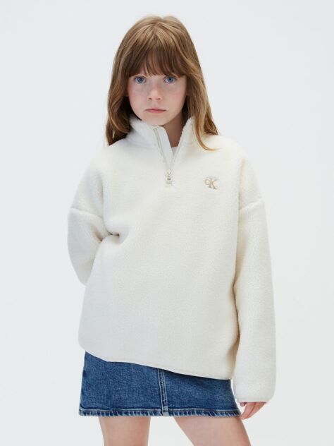 Beige Kids' Teddy Half-Zip Sweatshirt  Girls