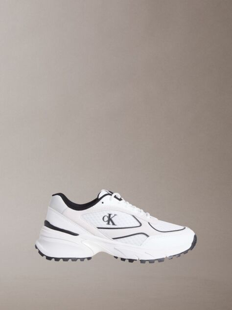 Λευκό Sneakers Από Δέρμα Και Αναπνεύσιμο Δίχτυ  Άνδρας
