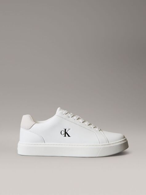 Λευκό Δερμάτινα Sneakers Με Signature Λογότυπο  Άνδρας