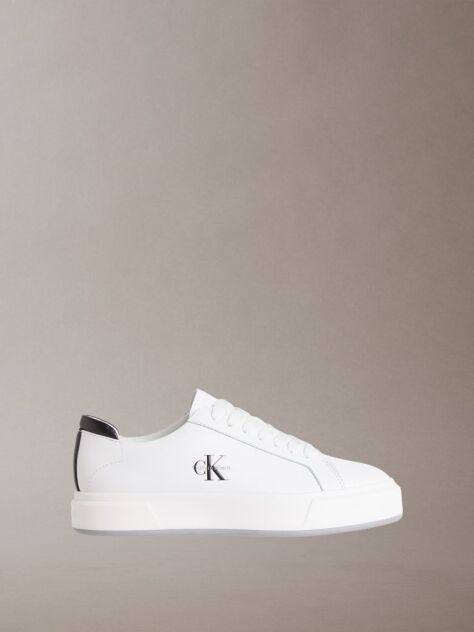 Λευκό Δερμάτινα Sneakers Με Signature Λογότυπο  Άνδρας