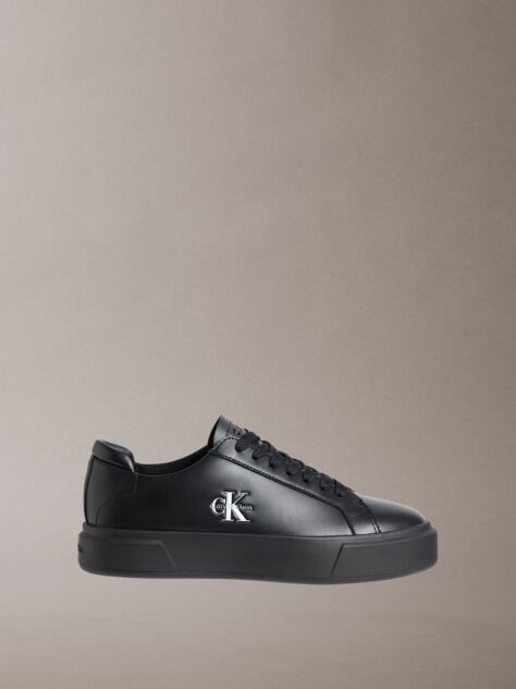 Μαύρο Δερμάτινα Sneakers Με Signature Λογότυπο  Άνδρας