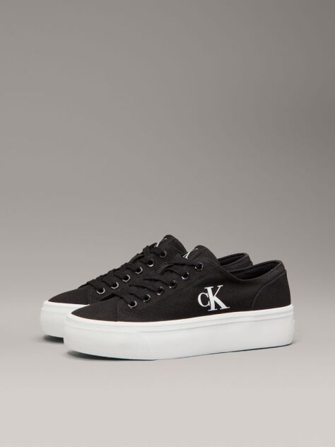 Black Canvas Platform Sneakers  Women