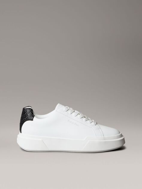 White CK Avenue - Smooth Leather Logo Trainers  Women