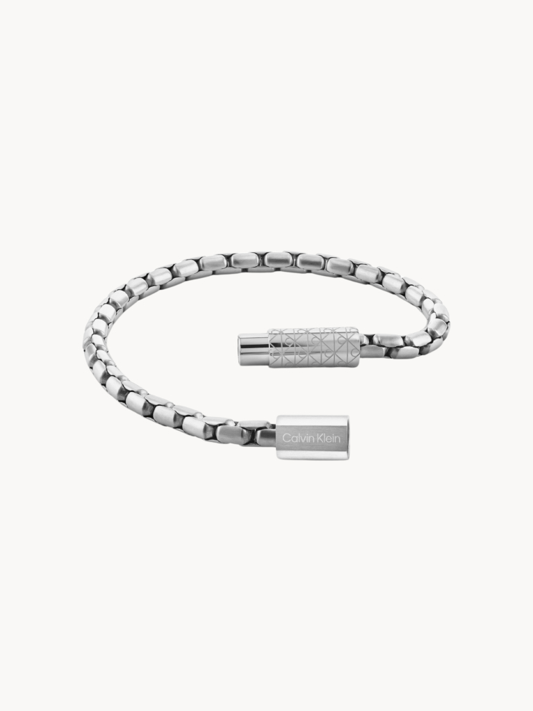 Silver Contoured Barrel Bracelet  Men