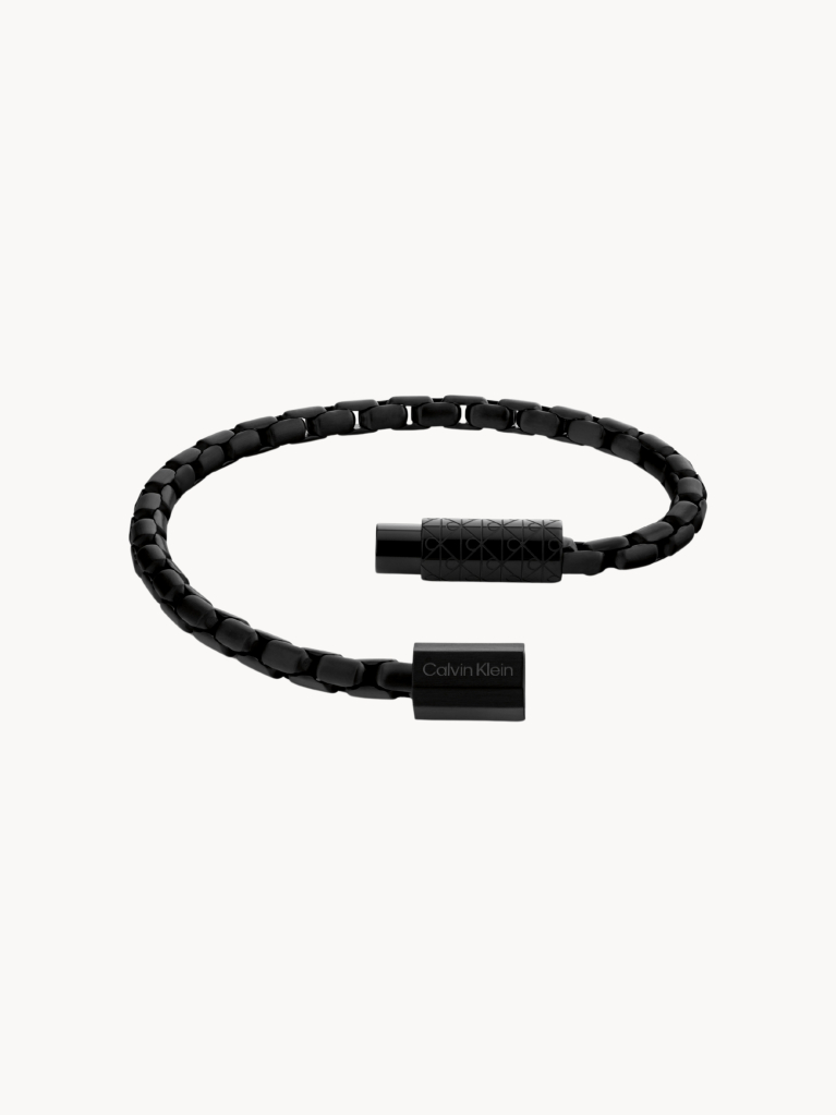 Black Contoured Barrel Bracelet  Men