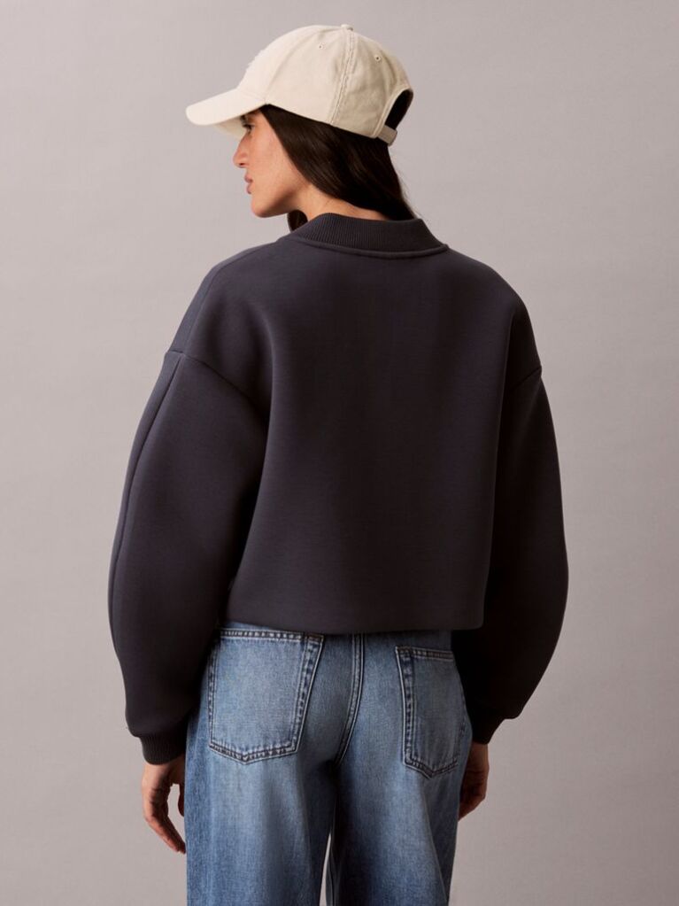 Blue Scuba Cropped Bomber Jacket  Women