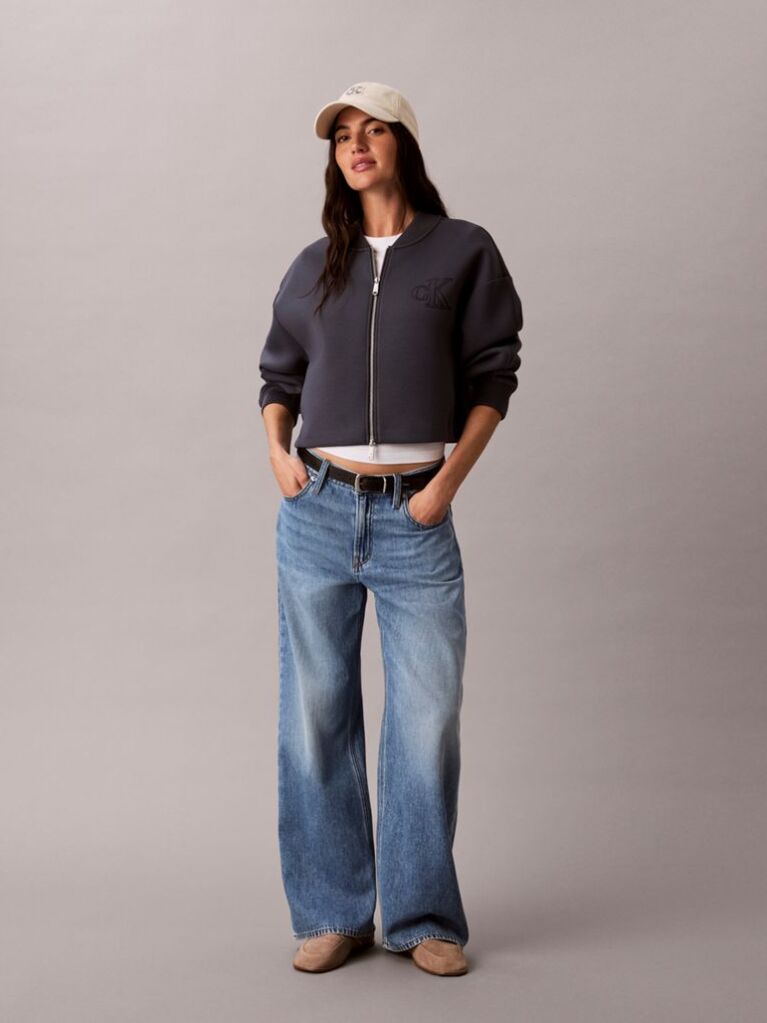 Blue Scuba Cropped Bomber Jacket  Women