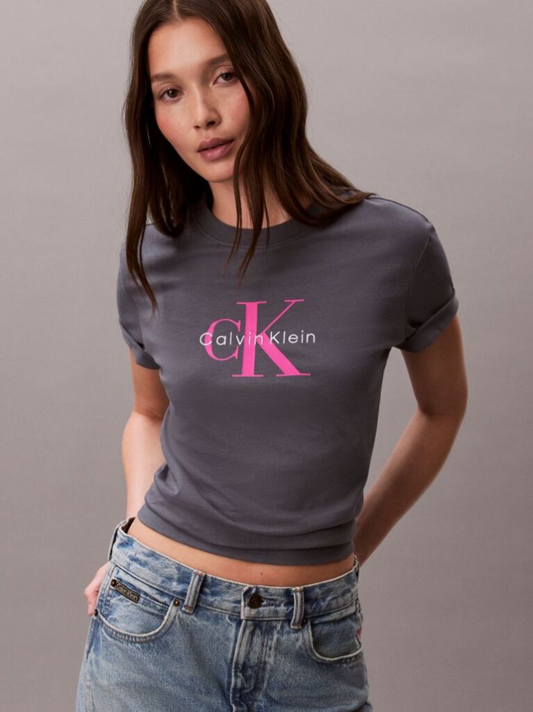 Γκρι T-Shirt Με Λογότυπο  Γυναίκα