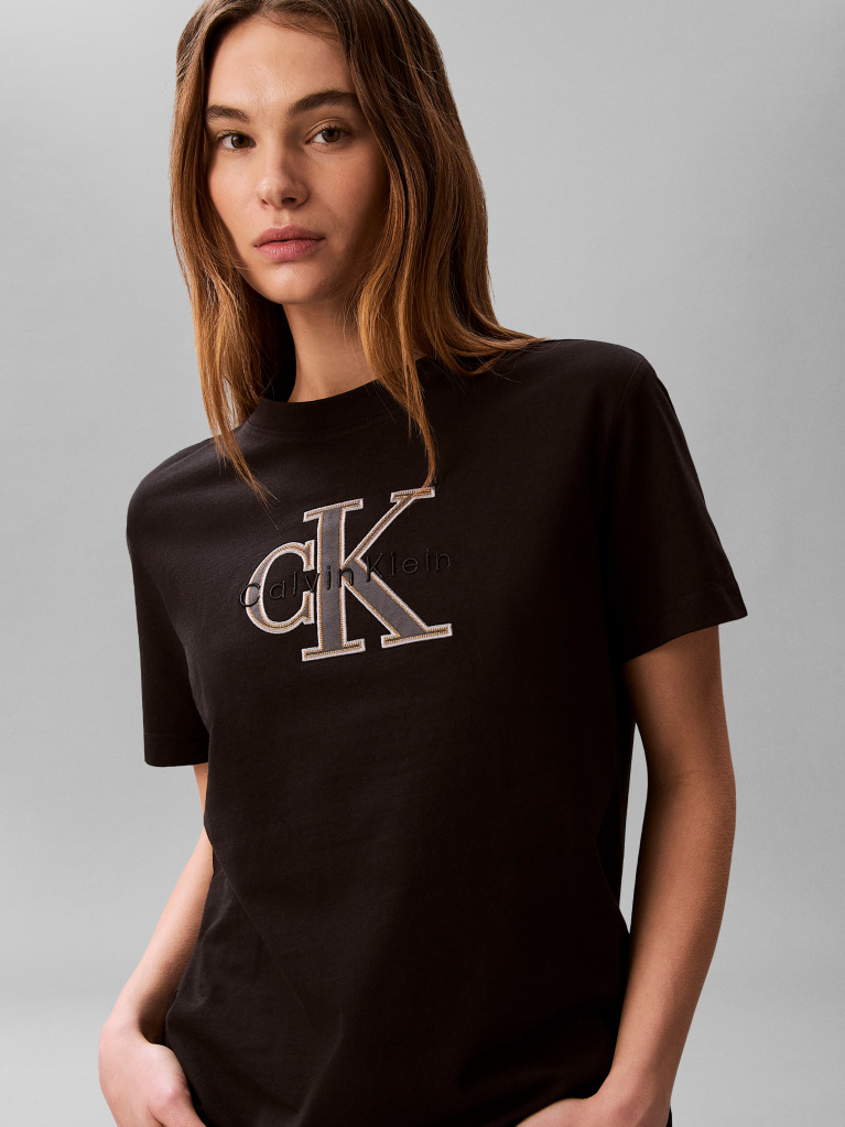 Black Monogram Appliqué T-shirt  Women