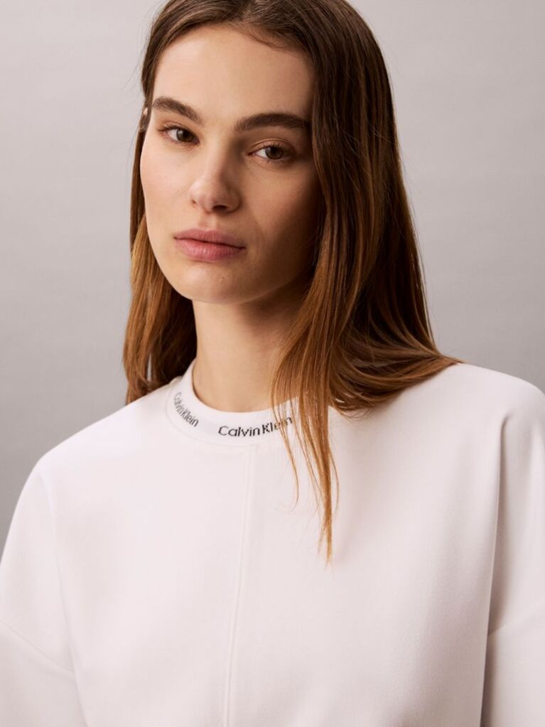 White Logo Jacquard Boxy T-Shirt  Women