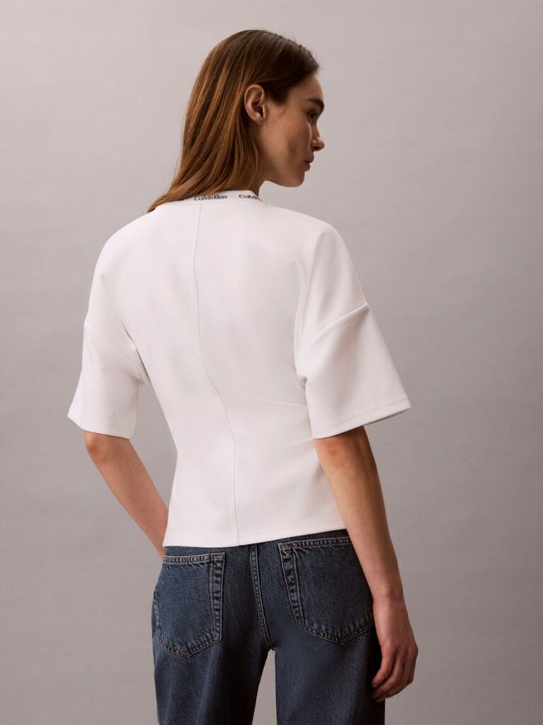 White Logo Jacquard Boxy T-Shirt  Women