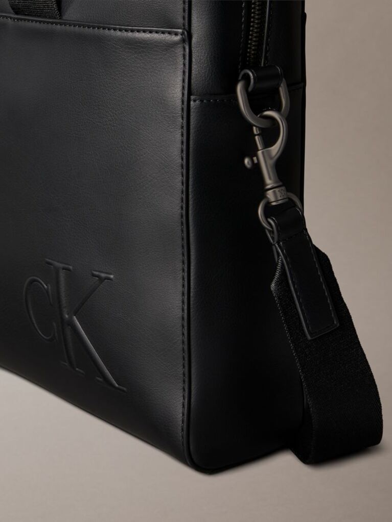 Black Embossed Monogram Commuter Bag  Men