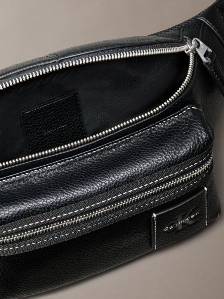 Black Pebbled Signature Logo Bum Bag  Men