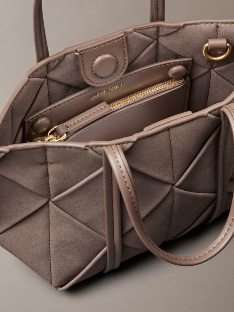Brown Sueded Woven Panel Shoulder Bag  Women