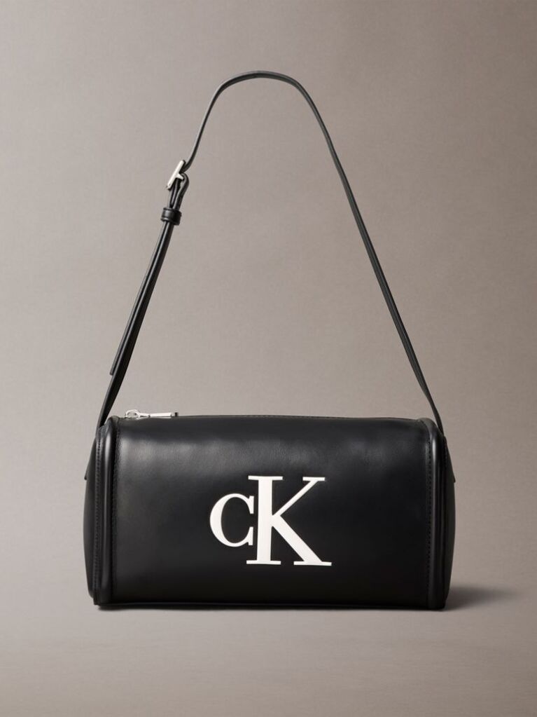 Black Contrast Monogram Boxy Shoulder Bag  Women