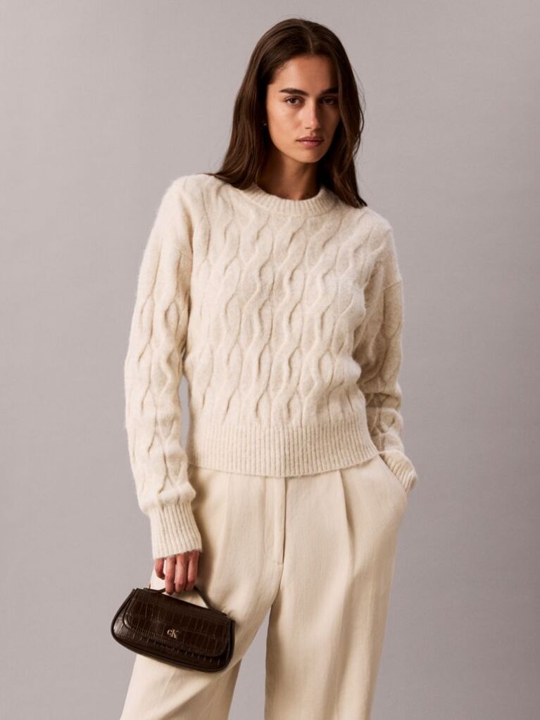 Brown Croco-Effect Monogram Plaque Shoulder Bag  Women