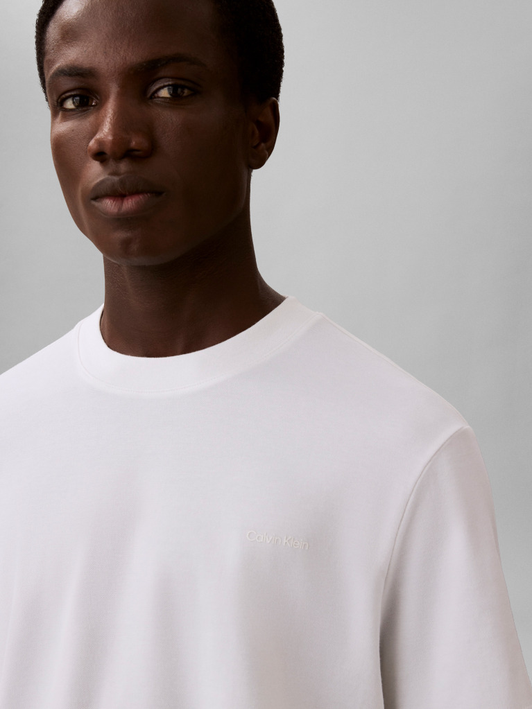 Λευκό T-Shirt Από Interlock Ύφασμα  Άνδρας