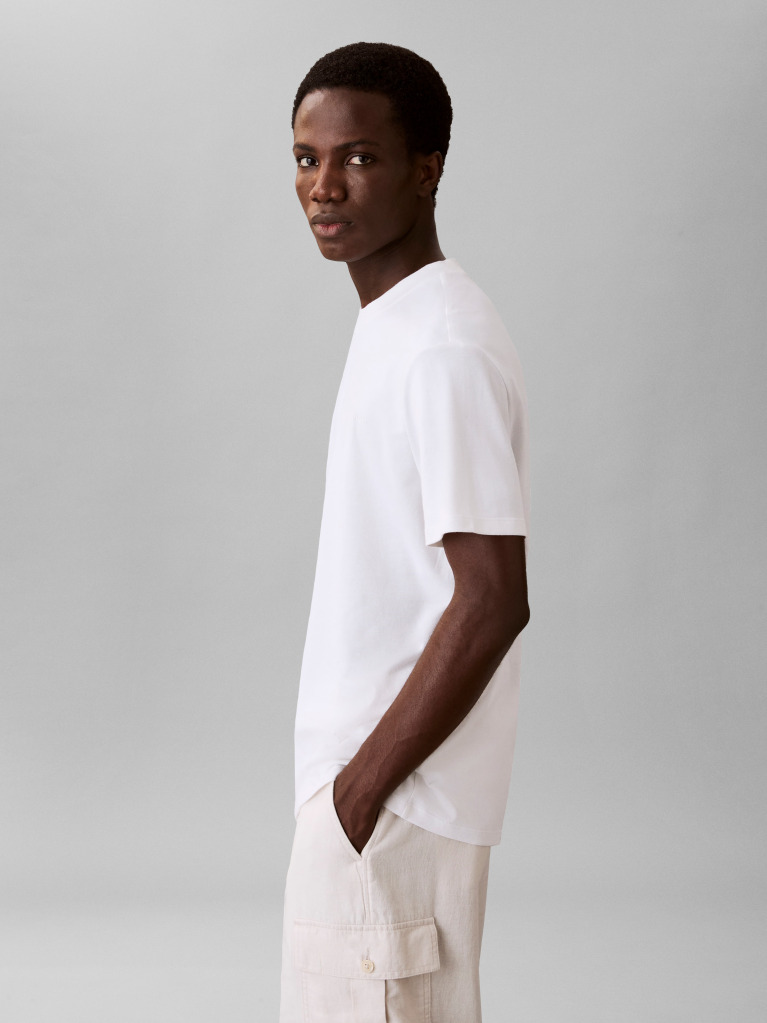 Λευκό T-Shirt Από Interlock Ύφασμα  Άνδρας