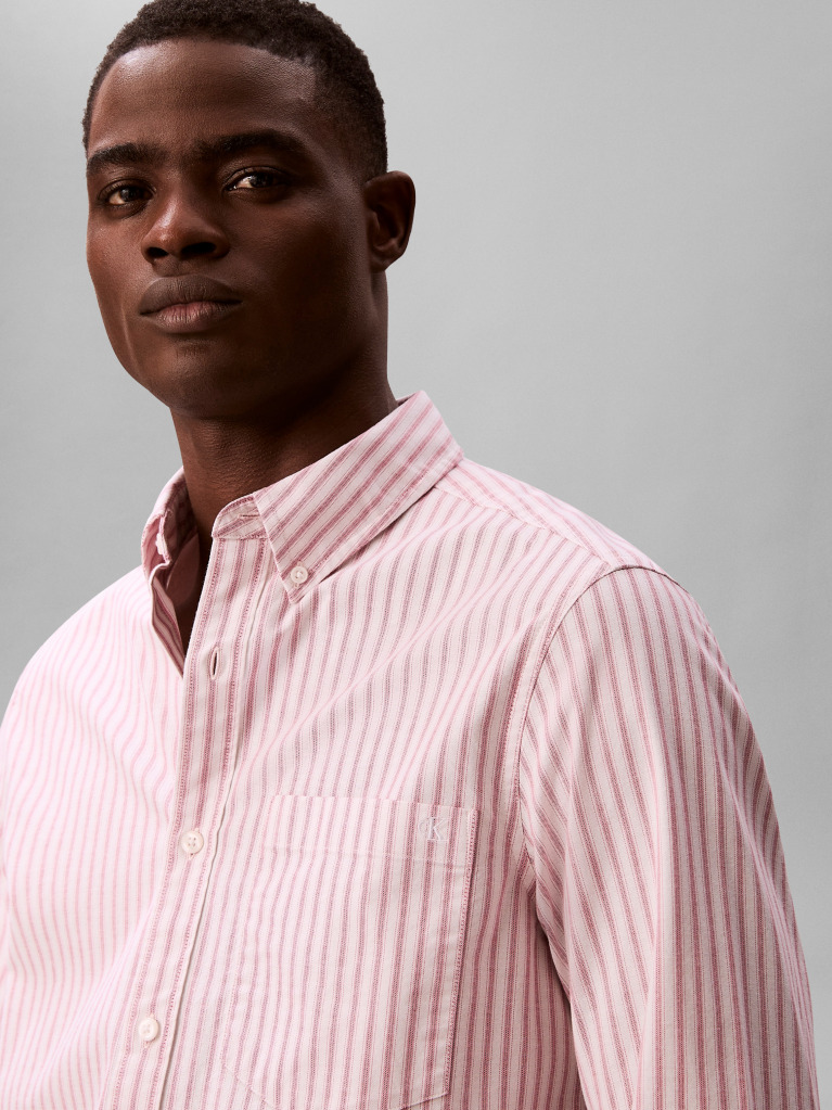 Pink Tonal Stripe Oxford Shirt  Men
